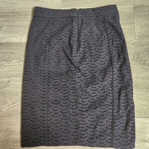 Loft Navy Blue Skirt Size 4 Zip Eyelet Broderie‎ Anglaise Fabric Pencil Lined